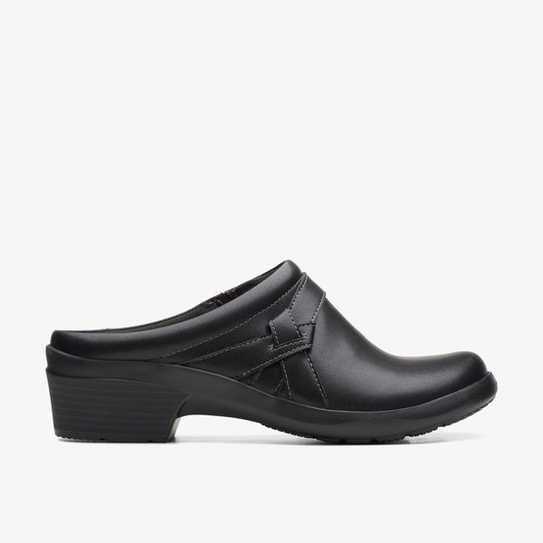 Women's Angie Mist Black Leather Mules