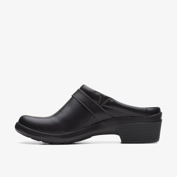 Women's Angie Mist Black Leather Mules - Image 2