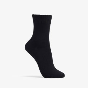 Womens Solid Dress Crew Black Socks