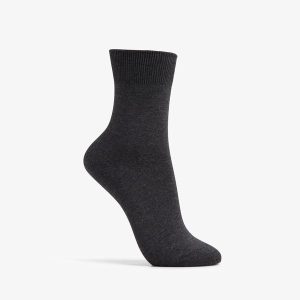 Womens Solid Dress Crew Charcoal Socks