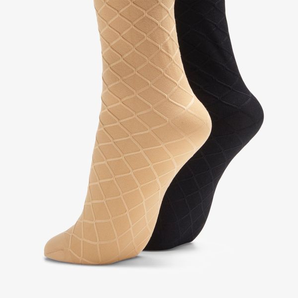 Womens Textured Trouser Black/ Tan Socks - Image 2