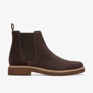 Men's Clarkdale Easy Dark Brown Suede Chelsea Boots