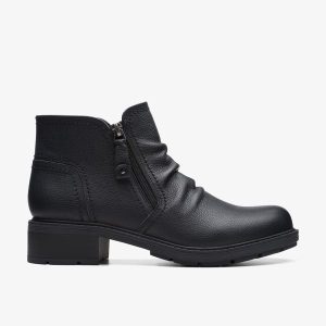 Women's Hearth Dove Black Leather Ankle Boots