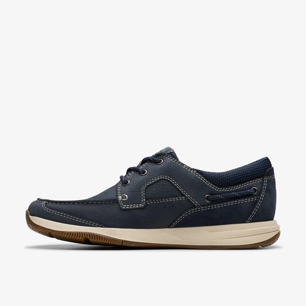 Mens Sailview Lace Navy Nubuck Boat Shoes - Image 2