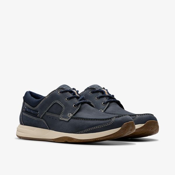Mens Sailview Lace Navy Nubuck Boat Shoes - Image 5