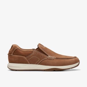Mens Sailview Step Light Tan Nubuck Slip-On Boat Shoes
