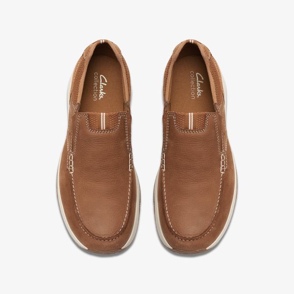 Mens Sailview Step Light Tan Nubuck Slip-On Boat Shoes - Image 7