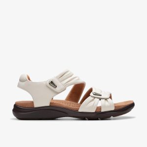 Women's Kitly Ave Off White Leather Flat Sandals