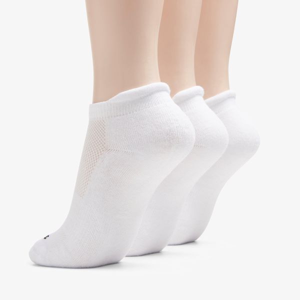 Womens 3 Pack Solid Athletic White Socks - Image 2