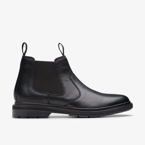 Mens Burchill Up Black Leather Chelsea Boots