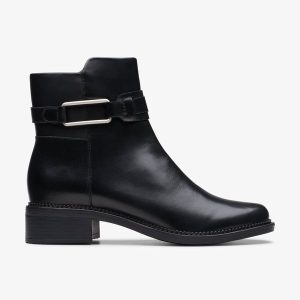 Women's Maye Bella Black Leather Ankle Boots
