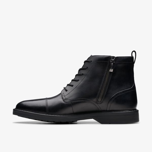 Mens Aldwin Cap Black Leather Oxford Boots - Image 2
