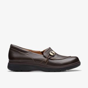 Womens Certina Ease Dark Brown Leather Slip Ons