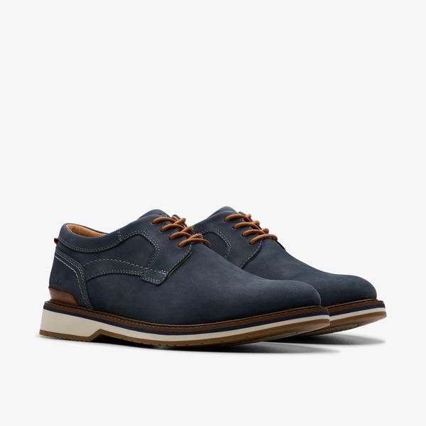 Men's Monahan Plain Navy Nubuck Oxford Shoes| Clarks - Image 4