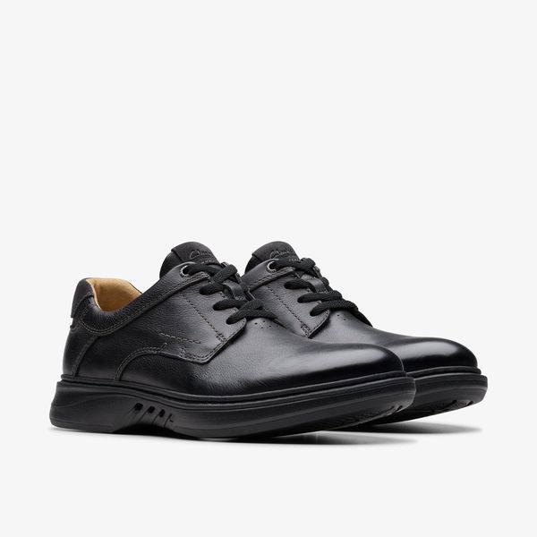Mens Un Briley Pace Black Leather Oxford Shoes| Clarks - Image 4