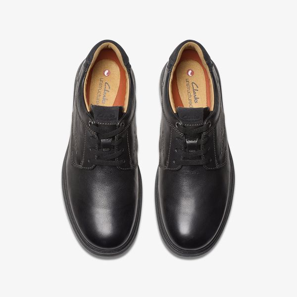 Mens Un Briley Pace Black Leather Oxford Shoes| Clarks - Image 6