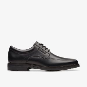 Mens Un Kendric Way Black Leather Oxford Shoes| Clarks