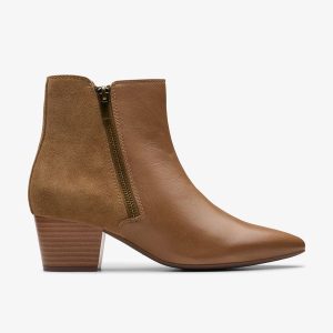 Womens Ellanie Vibe Taupe Leather Ankle Boots