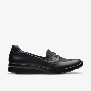 Women's Ellowyn Penny Black Leather Slip Ons
