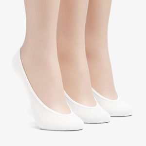 Womens 3 Pack Solid Liner White Socks