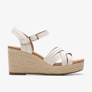 Women's Sabina Strap Cream Leather Wedges