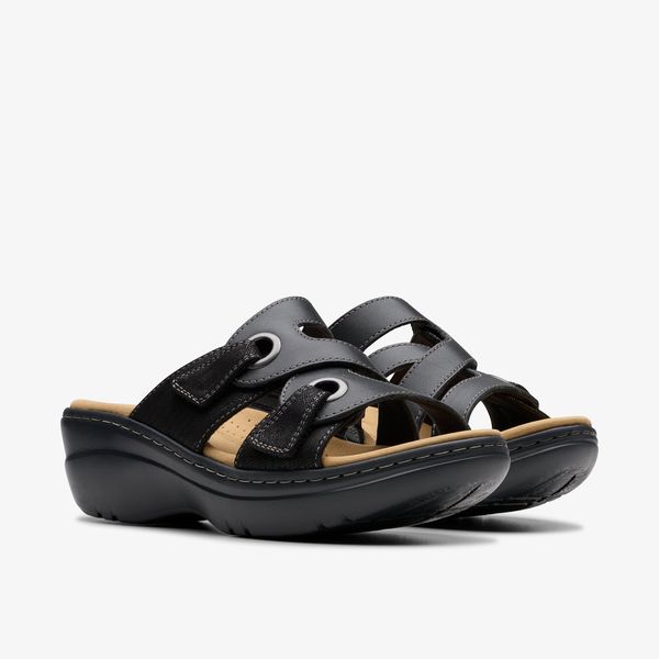 Womens Merliah2 Cove Black Leather Wedges - Image 4