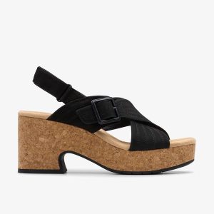 Womens Nerisa West Black Nubuck Wedges