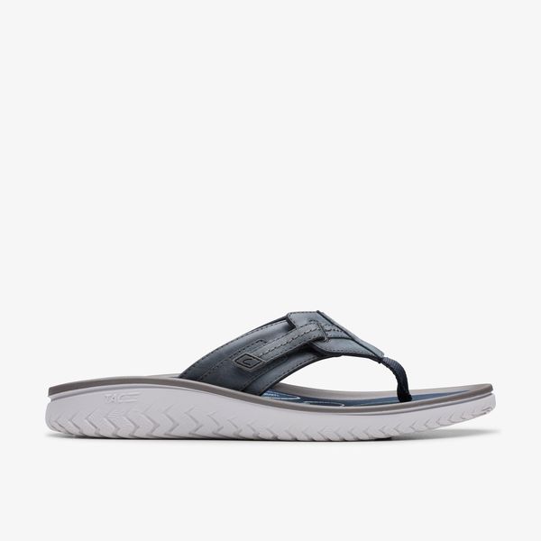 Mens Wesley Sun Navy Leather Flip Flop