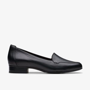 Womens Krystine Lily Black Leather Slip-Ons