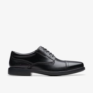 Mens Dresslite Cap Black Leather Oxford