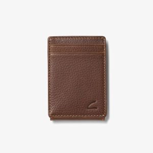 Mens Pebble Wide Money Clip Wallet Brown