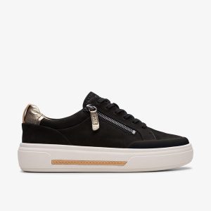 Womens Hollyhock Zip Black Nubuck Sneakers