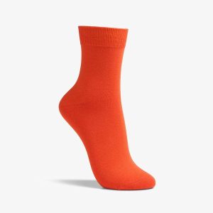 Womens Solid Dress Crew Orange Socks
