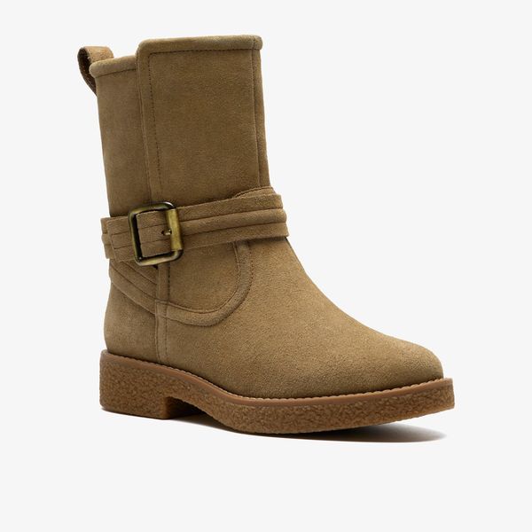 Womens Nella Mid Dark Sand Suede Mid Calf Boots - Image 4