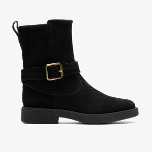 Womens Nella Mid Black Suede Mid Calf Boots