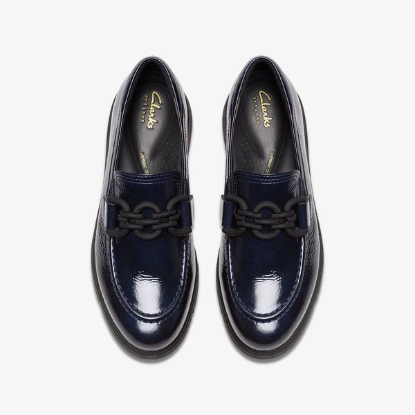 Womens Loriini Izzy Navy Patent Loafers - Image 8