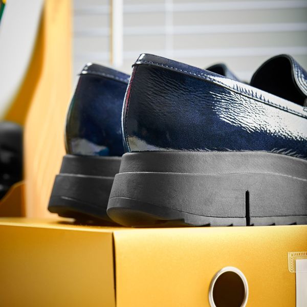 Womens Loriini Izzy Navy Patent Loafers - Image 5