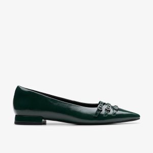 Womens Sensa15 Strap Dark Green Ballet Flats