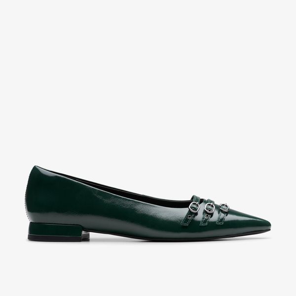 Womens Sensa15 Strap Dark Green Ballet Flats