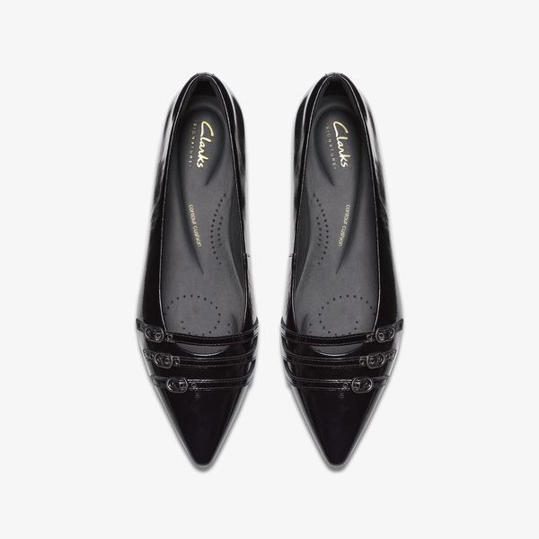 Women's Sensa15 Strap Black Leather Ballet Flats - Image 6