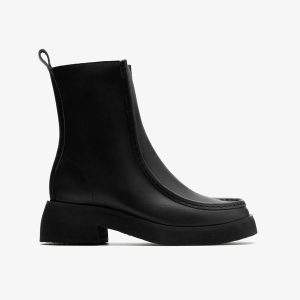 Womens Effery Zip Black Leather Boots