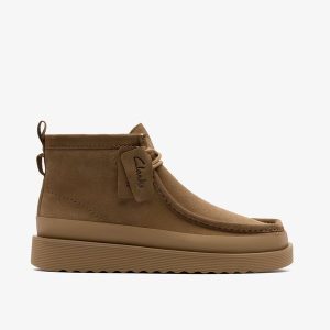 Mens Wallabee FTR2 Hi Boot Dark Sand Suede