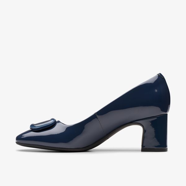 Womens Fernie Trim Navy Patent Heels - Image 2