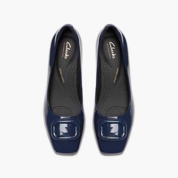 Womens Fernie Trim Navy Patent Heels - Image 6