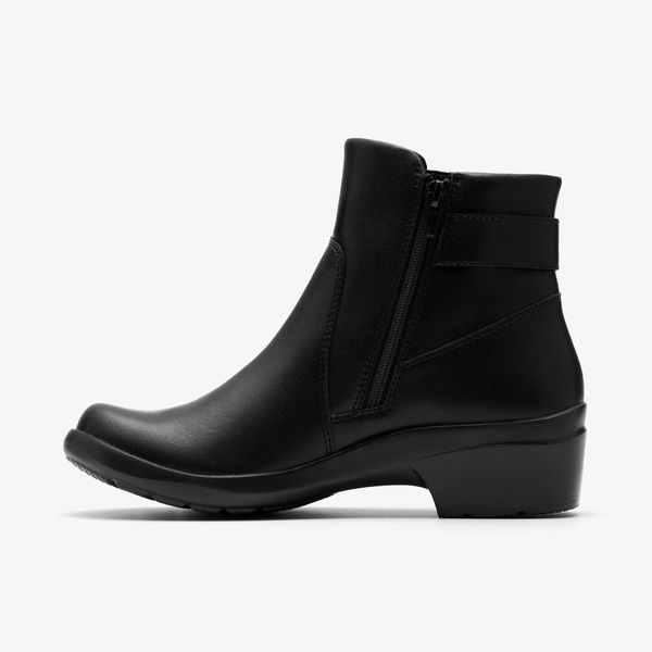 Womens Angie Serena Black Leather Ankle Boots - Image 2