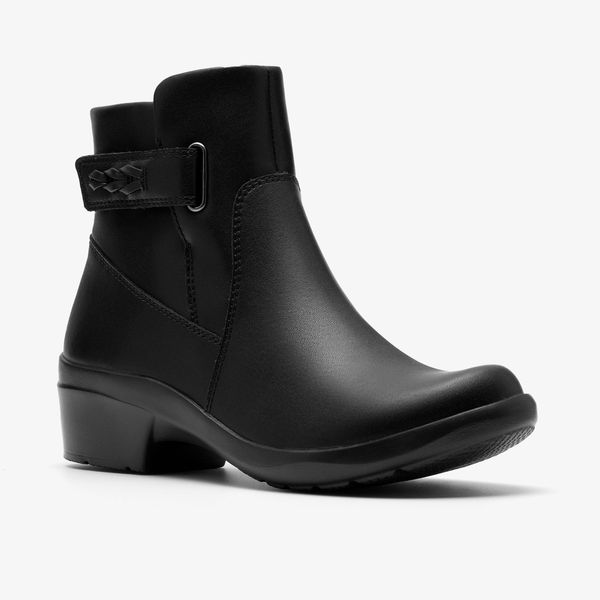 Womens Angie Serena Black Leather Ankle Boots - Image 4
