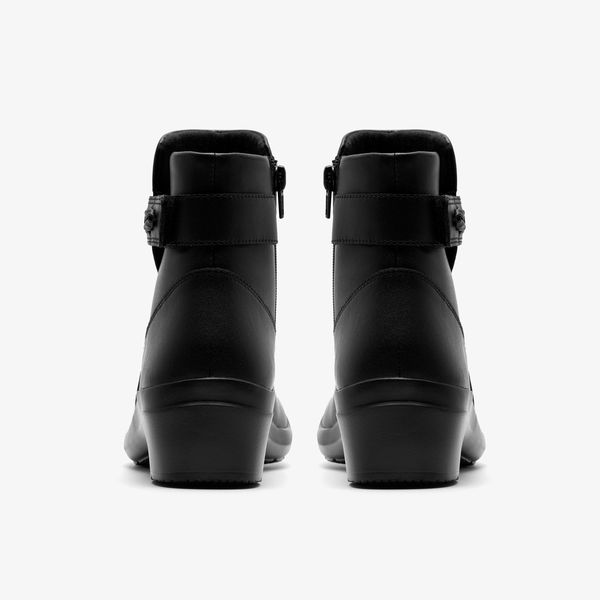 Womens Angie Serena Black Leather Ankle Boots - Image 5