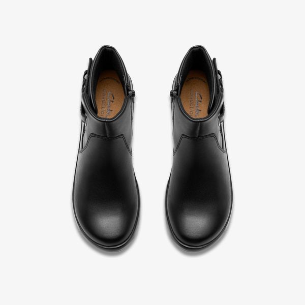 Womens Angie Serena Black Leather Ankle Boots - Image 6