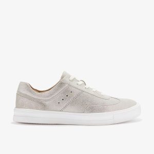 Womens Makea Court Metallic Leather Sneakers