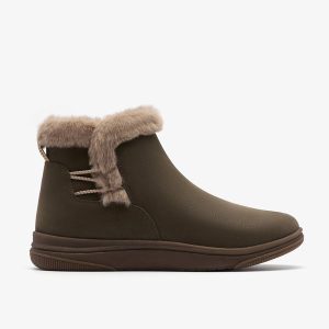 Womens Breeze Fur Dark Olive Ankle Boots